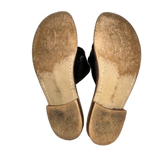 Jack Rogers Adeline Black Whipstitched Leather Bow Flat Sandals Women's‎ size 7M - Picture 7 of 8